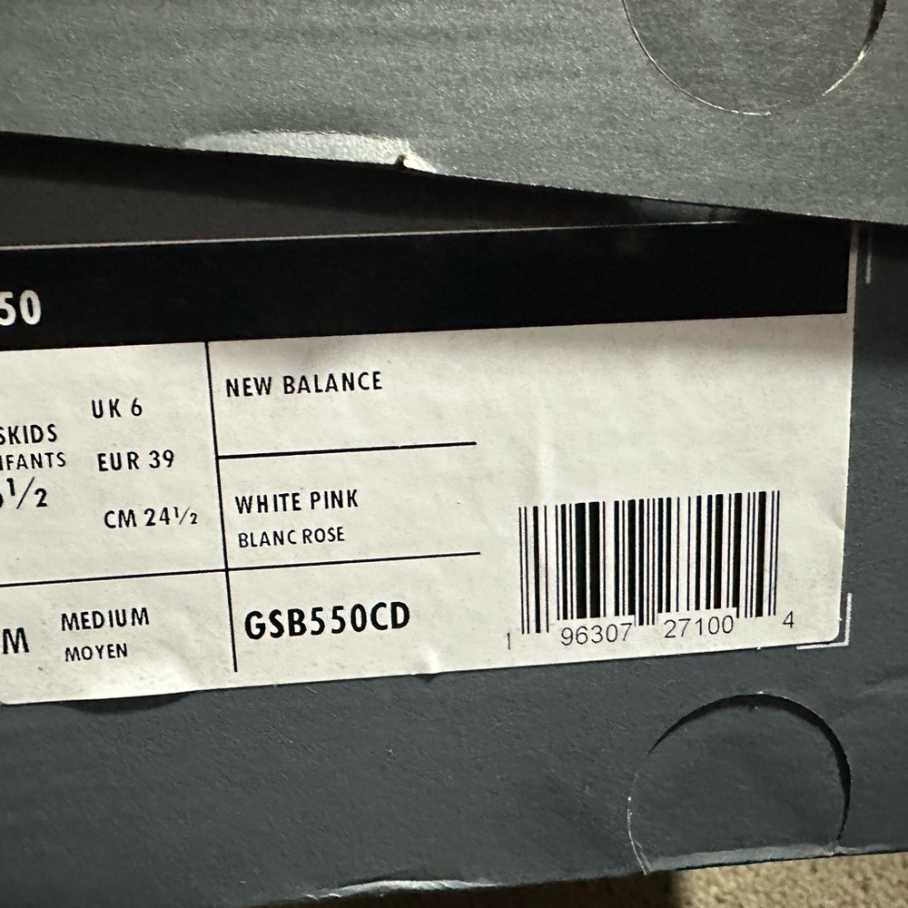 ✅New Balance 550 White Pink GSB550CD GS Size 6.5 Unisex Kids Women New Vintage - Picture 4 of 8